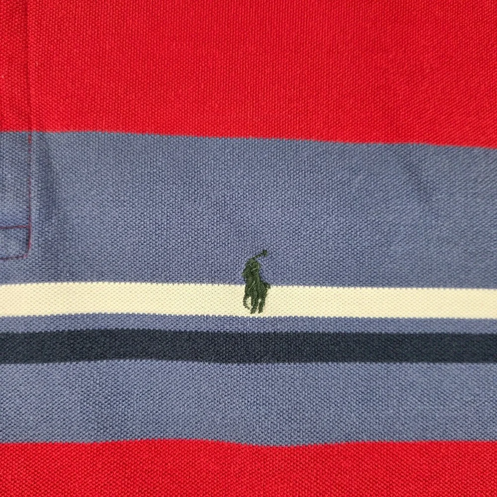 Polo Ralph Lauren Men's XL Red White Blue Cotton Polo Shirt Vintage